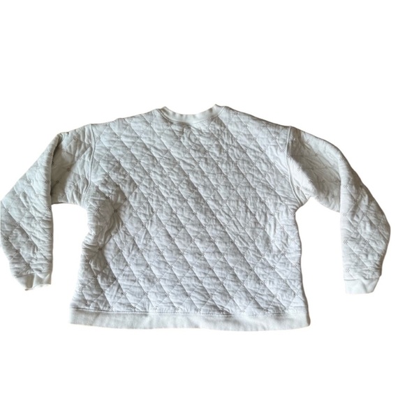 Madewell Small Quilted Swing Sweatshirt Antique Cream Patterned Cozy - Picture 5 of 9